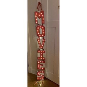 Custom Hand Painted Light-Up "MOVIES" Sign Home Theater Decor – 78" – Red Marque